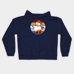 Snowman in hat with presents Kids Hoodie